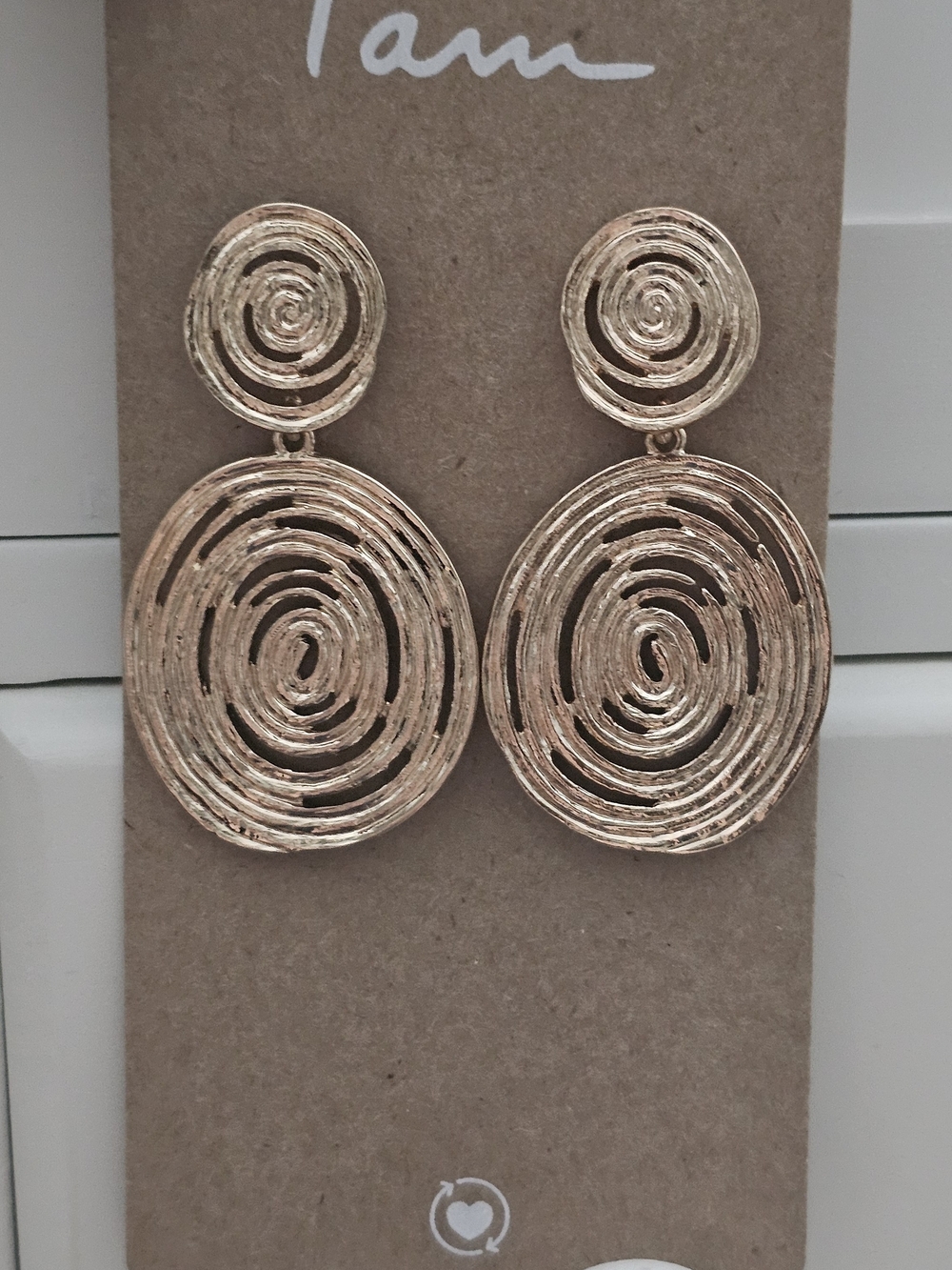 Goldtone Spiral Drop Earrings -NWOT